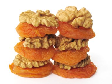 Курага, урюк (сушеный абрикос) с орехами clipart