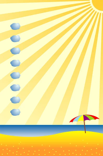 海、太陽、ビーチベクトル描画。カットアウェイ、リーフレットの背景。ベクターグラフィックス。基板と背景. — ストックベクタ