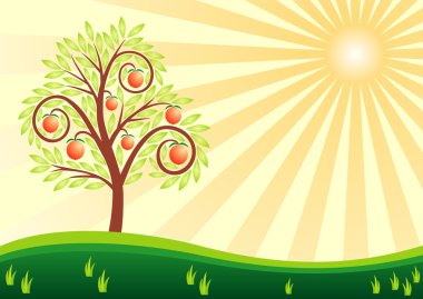 Tree and sun clipart