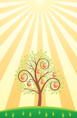 Fruit tree and the sun clipart