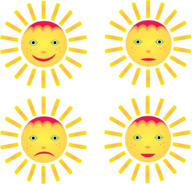 4 smiley sun clipart