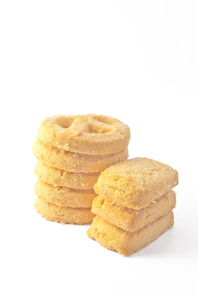 Deux styles de biscuits isolés sur fond blanc — Photo