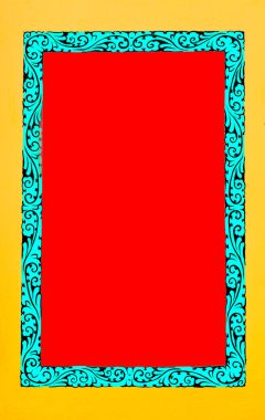 Red space in blue frame on yellow clipart
