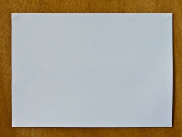 New blank paper page on wood background horizontal — Stock Photo, Image