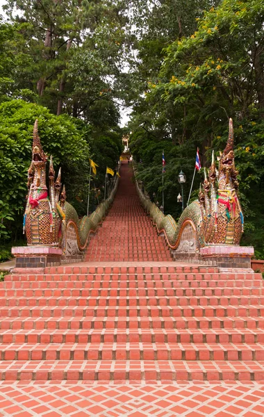 Complessivamente di scale naga di Wat Pathat Doi Suthep — Foto Stock