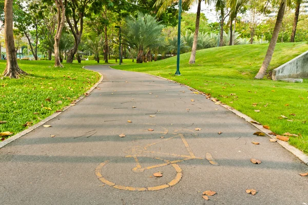 stock image Curve bicycle path way in park