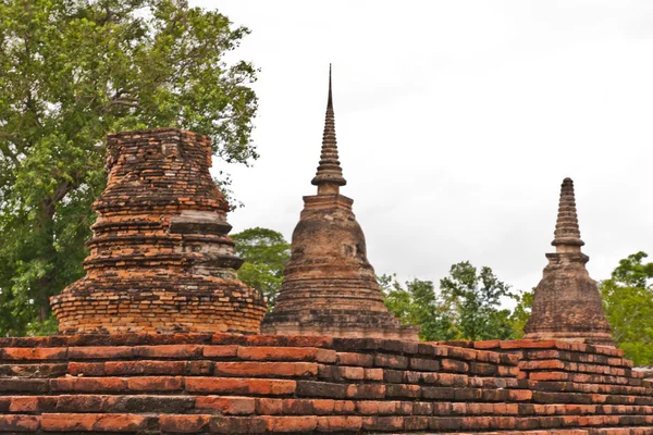 Three of pagodas in sukhothai — Stock Photo, Image