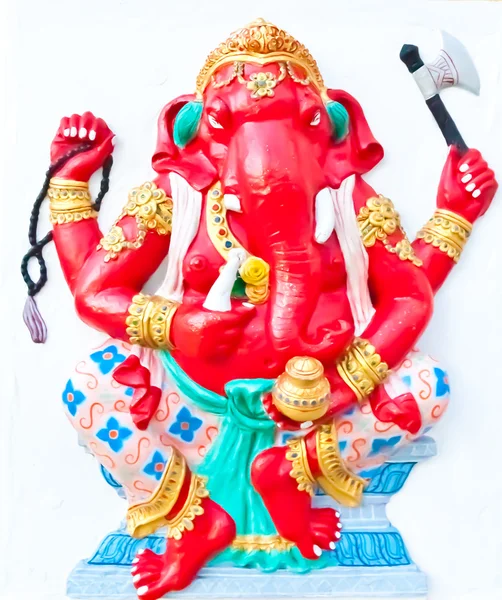 Red ganesha on white wall — Stock Photo, Image
