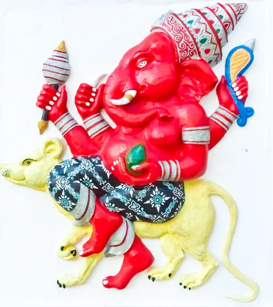 Ganesha roja a caballo rata — Foto de Stock