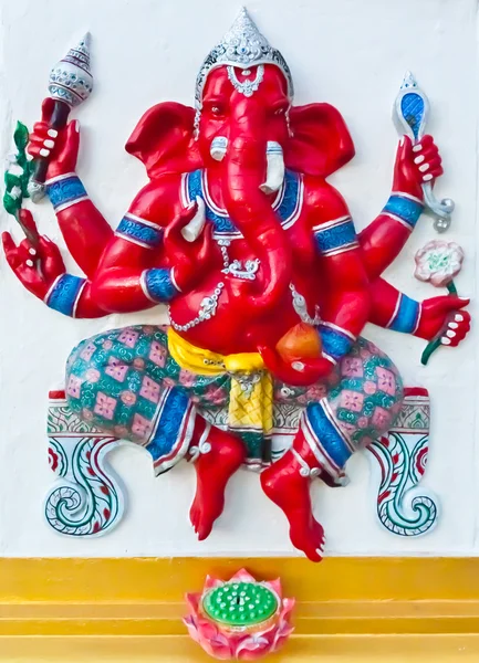 Siedzi czerwone ręce sześć ganesha — Zdjęcie stockowe