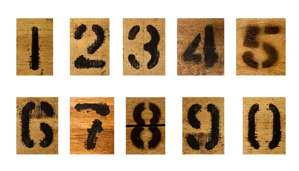 Set of black number on wood — Stock Photo, Image
