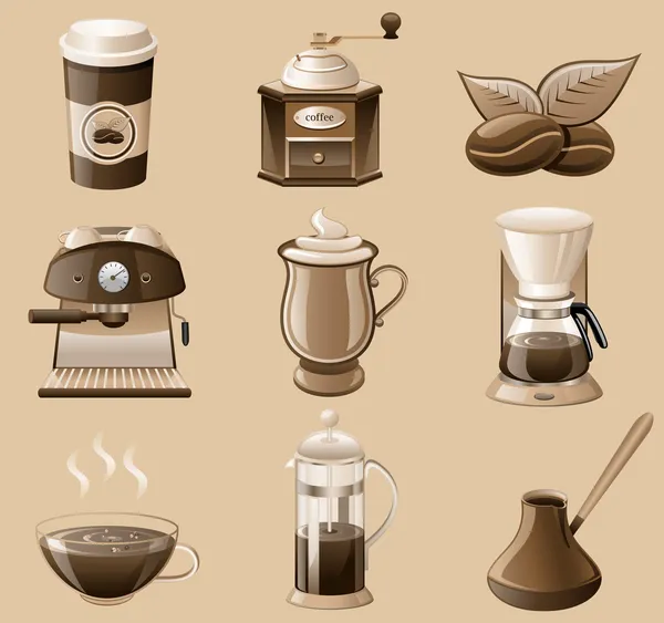 Conjunto de ícone de café. — Vetor de Stock