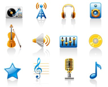 Music icon set clipart