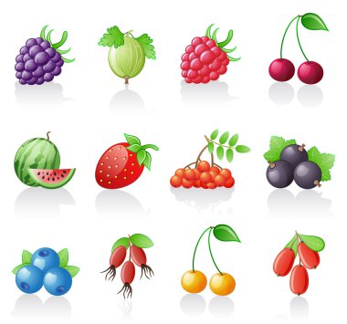 Berries icon set. clipart