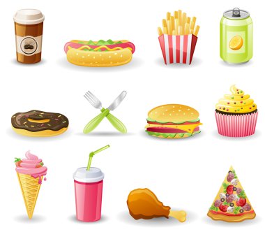 Fast food icon set. clipart