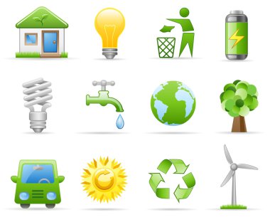 Environment icon set clipart