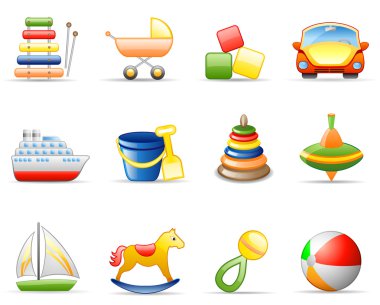 Toys icon set clipart