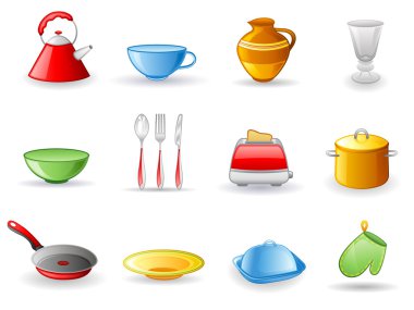 Kitchen utensil icon set clipart