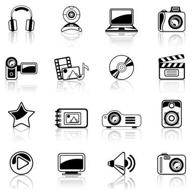 Photo and Video black icon set. clipart