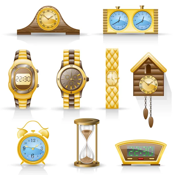 Relojes icono conjunto . — Archivo Imágenes Vectoriales