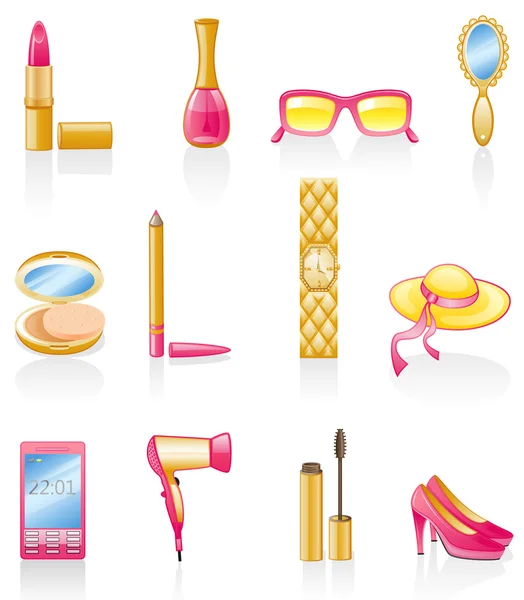 Women accessories icon set. — Stock Vector
