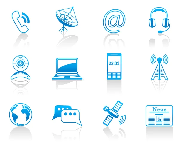 Communication blue icon set — Stock Vector