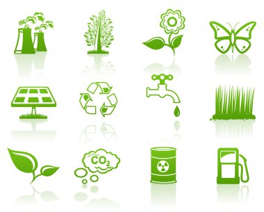 Environment green icon set clipart