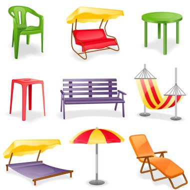 Garden furniture icon set clipart