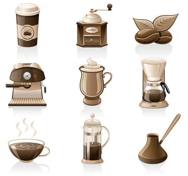 Kaffe ikon set. — Stock vektor