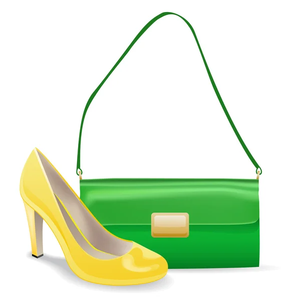 여성 액세서리 가방 및 신발. — 스톡 벡터