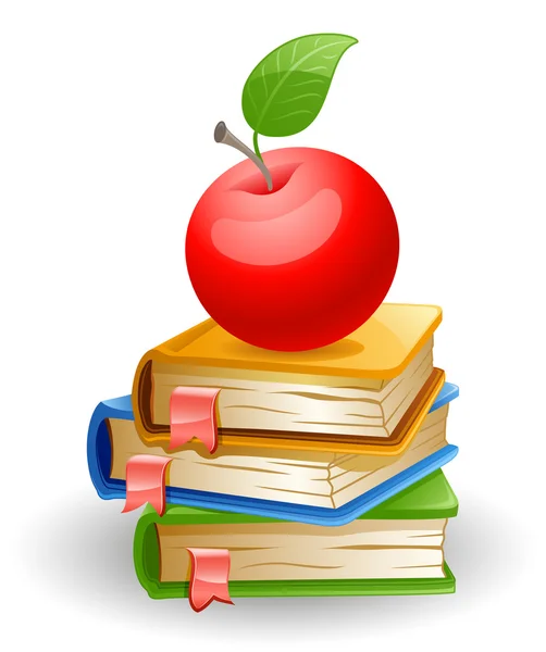 Apfel und Bücher. — Stockvektor