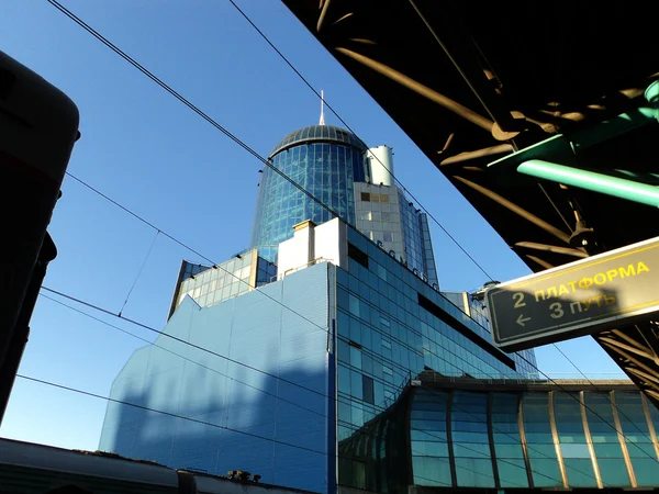 stock image Landscape with modern railway station