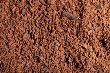 küçük parçalar halinde çikolata arka plan ile kakao tozu