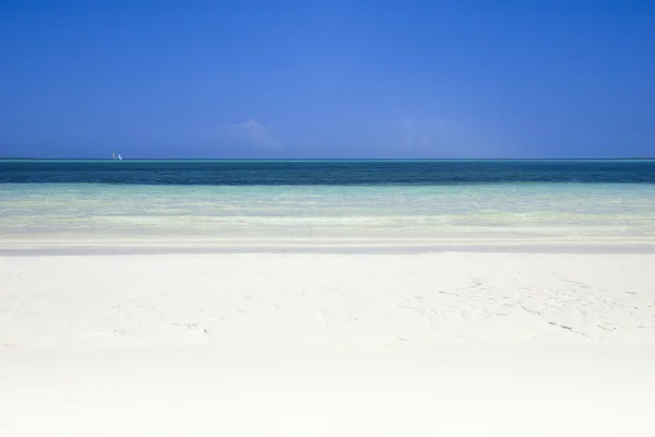 Clear sea, white sand and blue sky, carribean paradise, lot of c — Stock Photo, Image