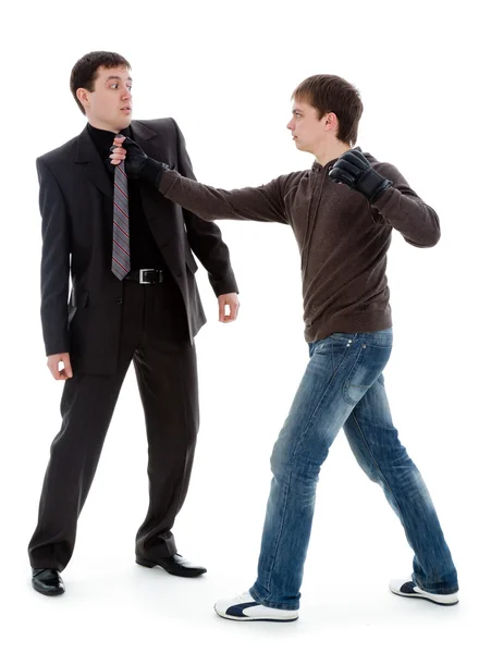 Guy beats and intimidates a man. — Stock Photo, Image