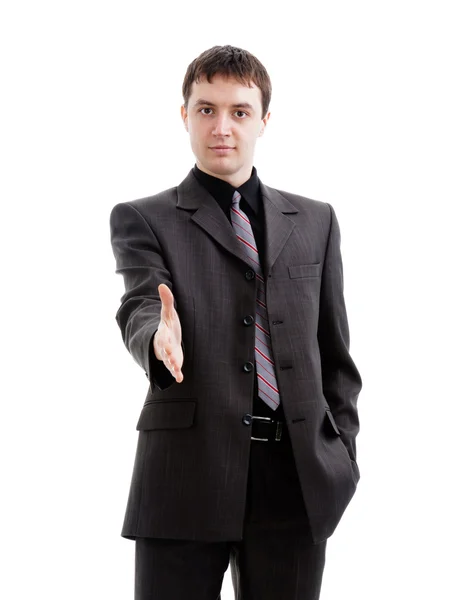 A young man in a suit, hello. — Stock Photo, Image