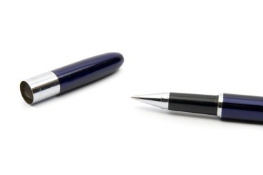 Blue pen on white background clipart