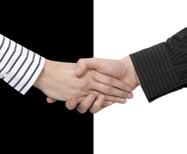 Shake hands of opposites clipart