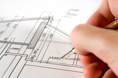 Architect with blueprint clipart