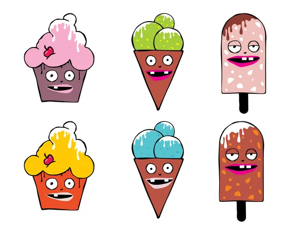 Caras de gelado engraçadas —  Vetores de Stock