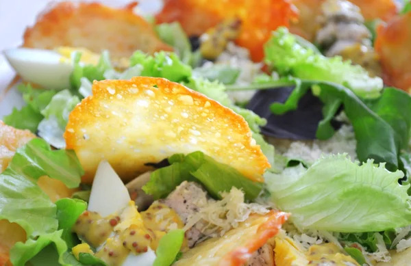 Salada com batatas fritas e frango — Fotografia de Stock