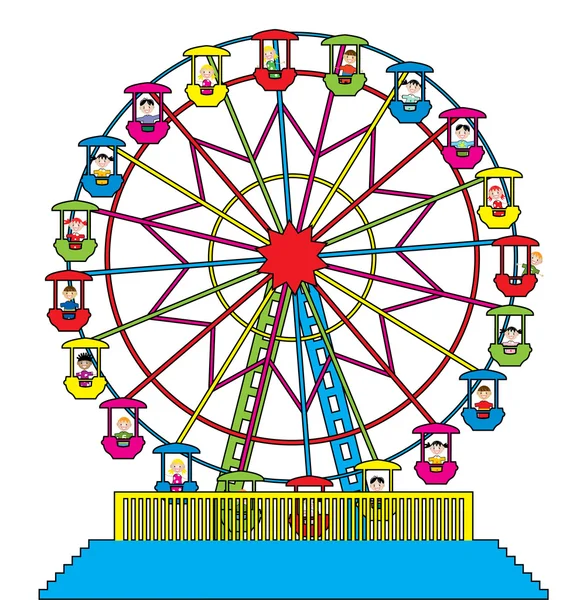 Ferris wheel with happy children — Stock Vector © dmstudio #6215017