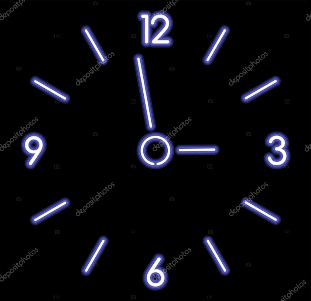 Neon clock — Stock Vector © dmstudio 6408229