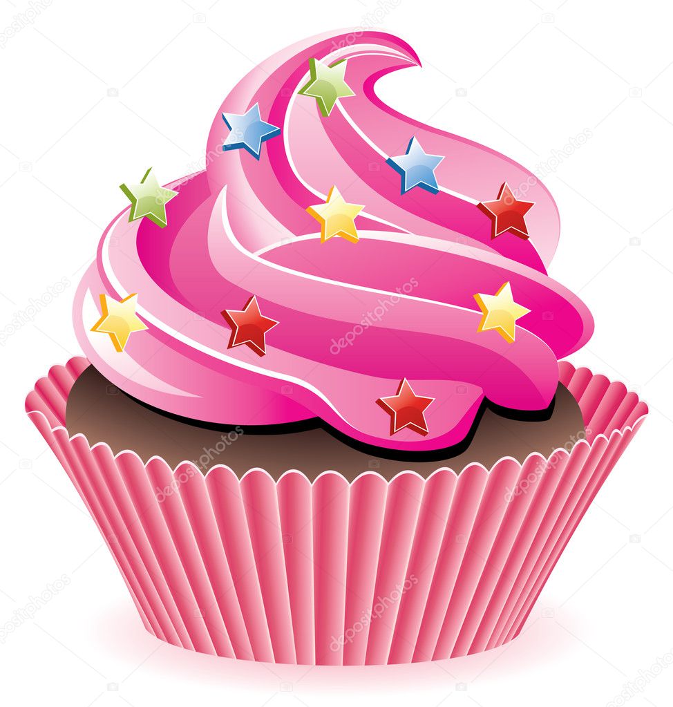 Pink cupcake ⬇ Vector Image by © dmstudio | Vector Stock 6408254