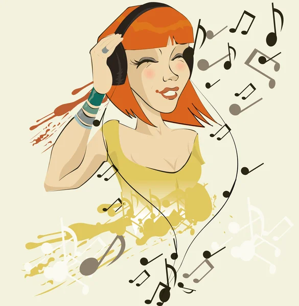 Image of girl listening to music — Stockfoto