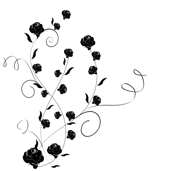 Grafica di Rosa con foglie — Vettoriale Stock
