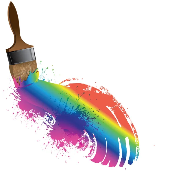 Rainbow štětec, vektorové ilustrace — Stockový vektor