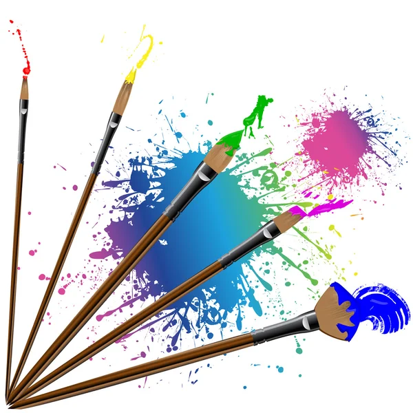 Sıçraması ile renk boya fırçası — Stok Vektör