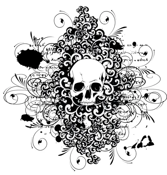 Crâne vecteur avec ornements — Image vectorielle