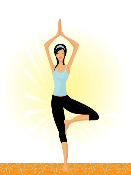 Geleneksel yoga pozundaki kadın vektör illüstrasyonu — Stok Vektör